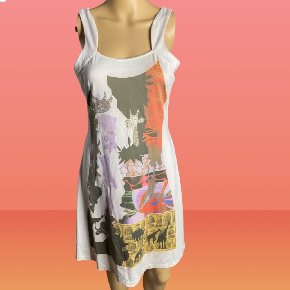 SAVE THE QUEEN! Made in Italy Artistic Graphic Print Dress - Size L